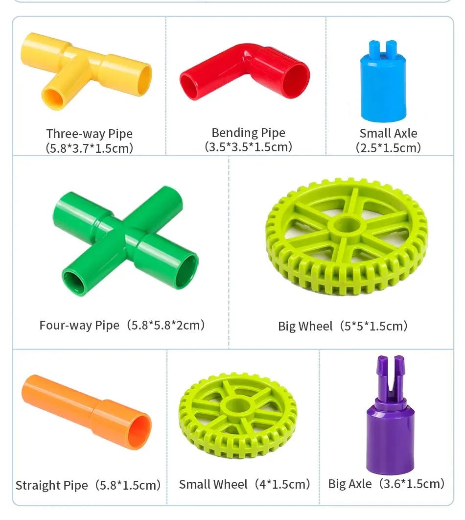 DIY Water Building Blocks Toy Educational Pipe Sensory STEM Kit Constructions Creativity Tube Blocks Pop Building Block Kids Toy