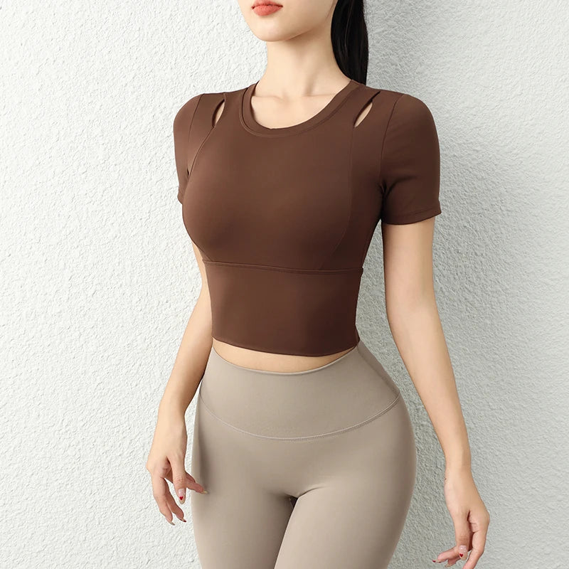Áo Tập Nữ Crop Top Thể Thao Ngắn Tay Mùa Hè 2023 - Daisan Mart