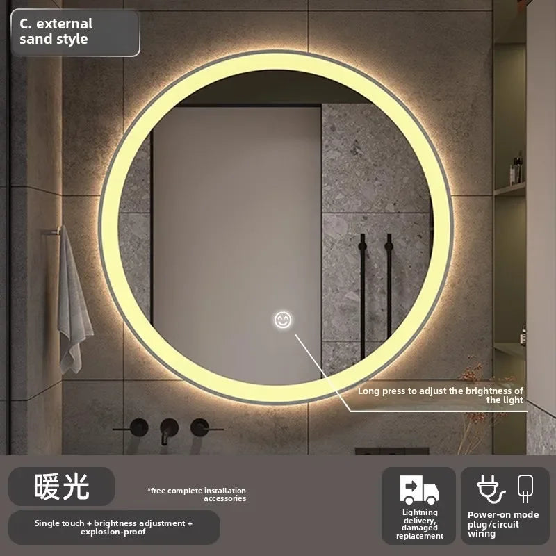 50CM Smart LED Mirror Anti-Fog Touch Wall Mounted