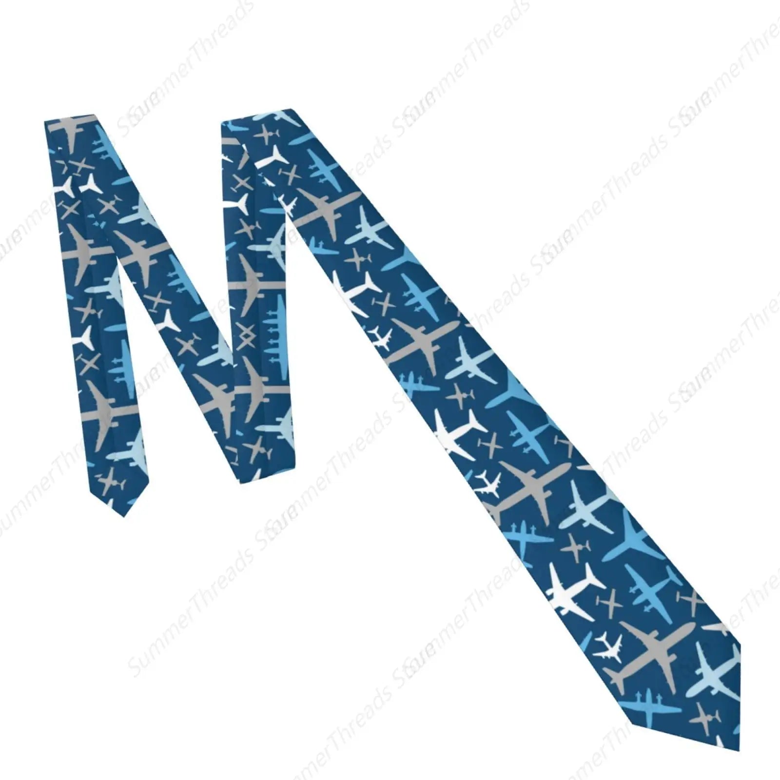 Cà vạt nam Xanh Trời Máy Bay Bay Qua Bầu Trời