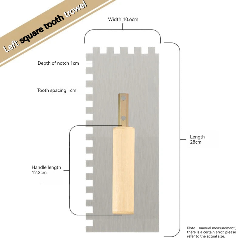 Serrated Trowel Tile Tiling Tool for Masons Workers Auxiliary Plastering Decoration Toothed Knife Ceramic Widened Large Boards