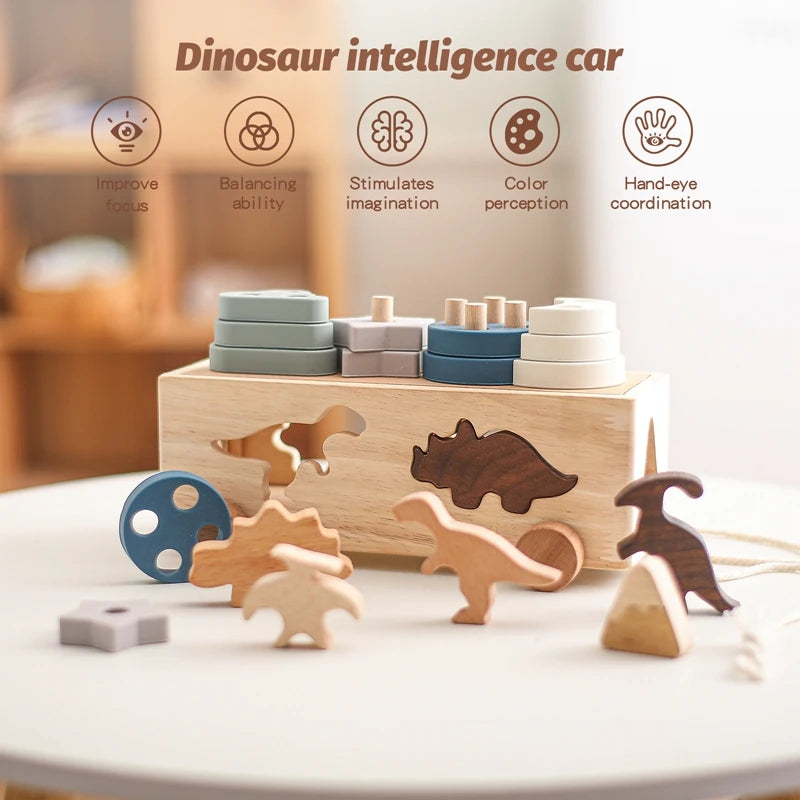 Ô tô Khủng Long Gỗ Thông Minh Đa Năng Montessori - Daisan Mart