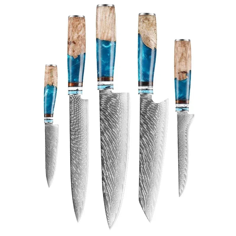 Damascus Kitchen Knife Set - Sharp and Multi-Purpose Japanese