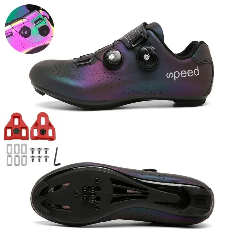 Giày Đạp Xe Nam Siêu Nhẹ Khóa Đôi Phát Sáng MTB