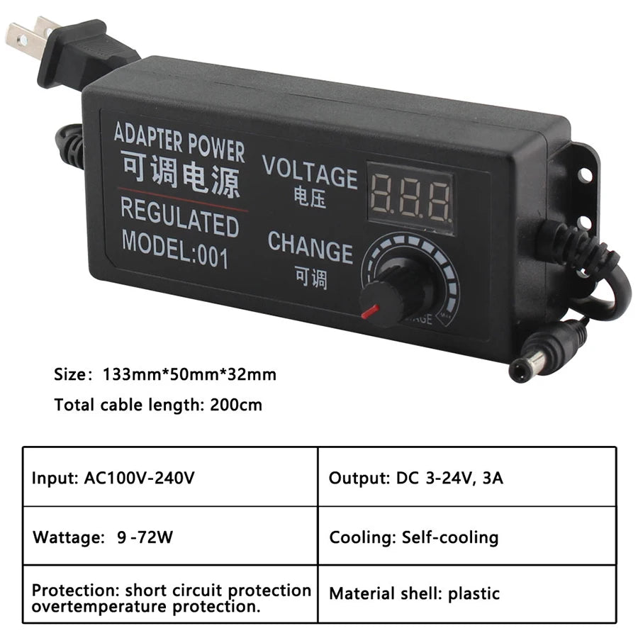 Nguồn chuyển đổi đa năng AC-DC 3-24V có màn hình hiển thị