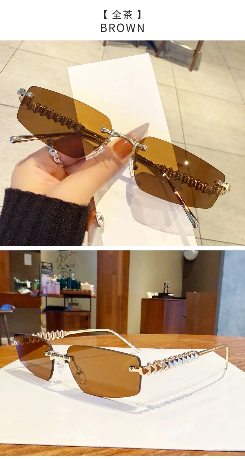 Kính Râm Thời Trang Không Viền 2025 Cho Nữ