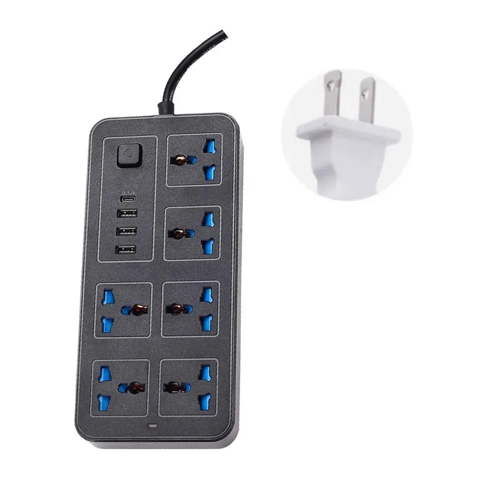 Ổ Cắm Đa Năng 2m, 4 Cổng USB, EU/US/UK, Sạc Nhanh