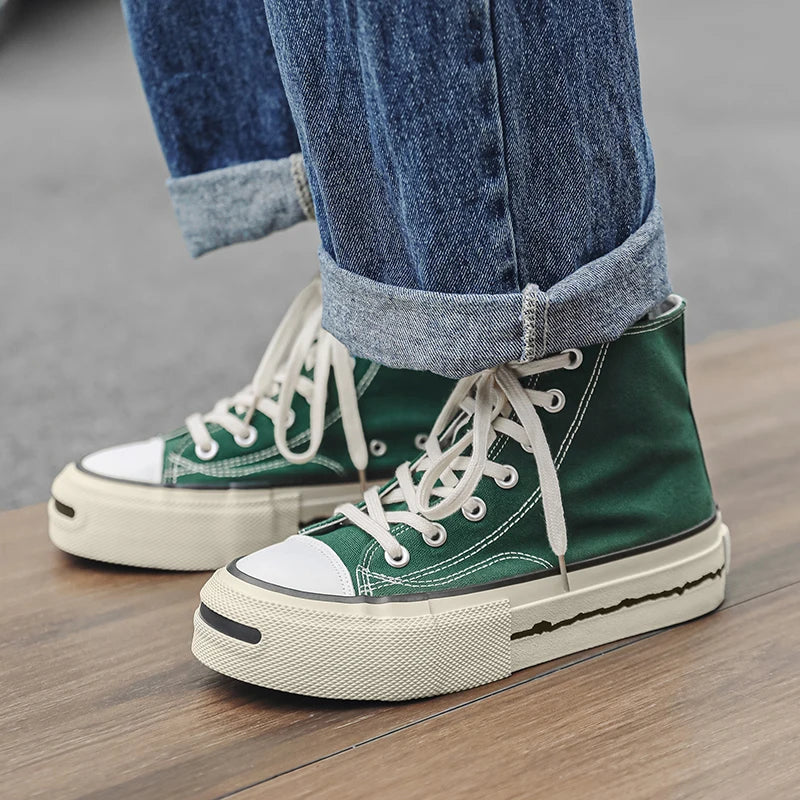 Men's High-Top Street Style Sneakers Blue