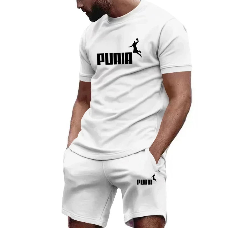 Men's Summer Sports Set - Short Shirt + Breathable Pants