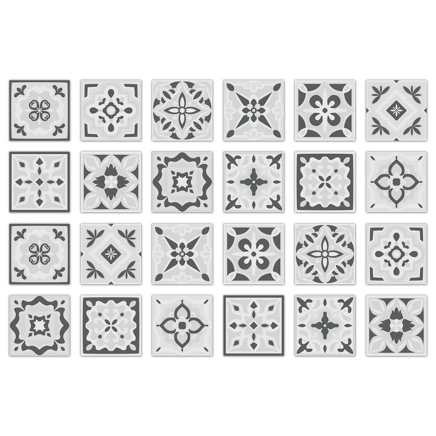 24pcs Of Exquisite Colorful Tile Stickers European Style Wall Stickers Pvc Waterproof Bathroom Kitchen Self-Adhesive Wallpaper