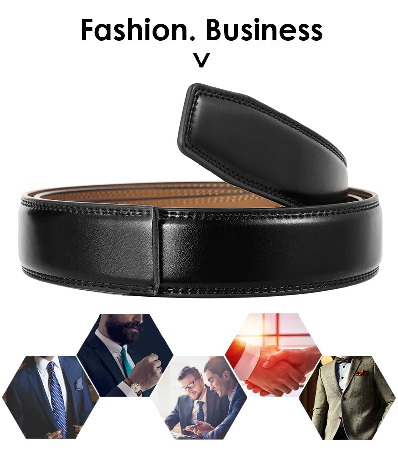 VATLTY Men's Cowhide Belt with Automatic Buckle 30mm High Quality