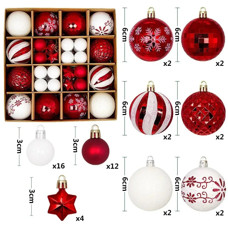 Christmas Balls for Tree Decoration 44 Pieces 3/6CM