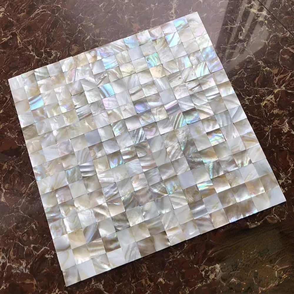 Peel and Stick Shell Mosaic Tiles Natural Mother of Pearl Self Adhesive Tiles for Kitchen Backsplash Wall Bathroom Decor 1 Sheet