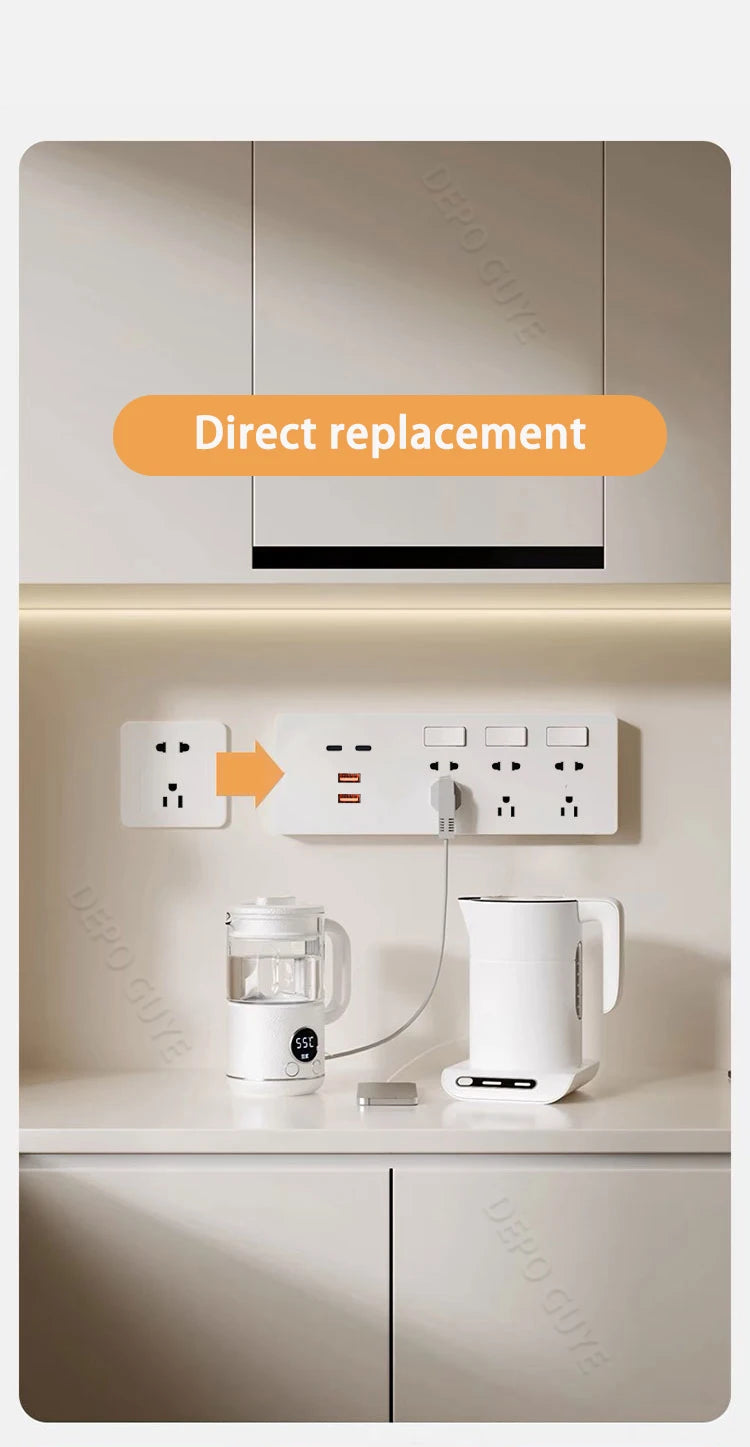 Ổ Cắm Đa Năng 65W Sạc Nhanh USB Chuẩn Mỹ-Mexico