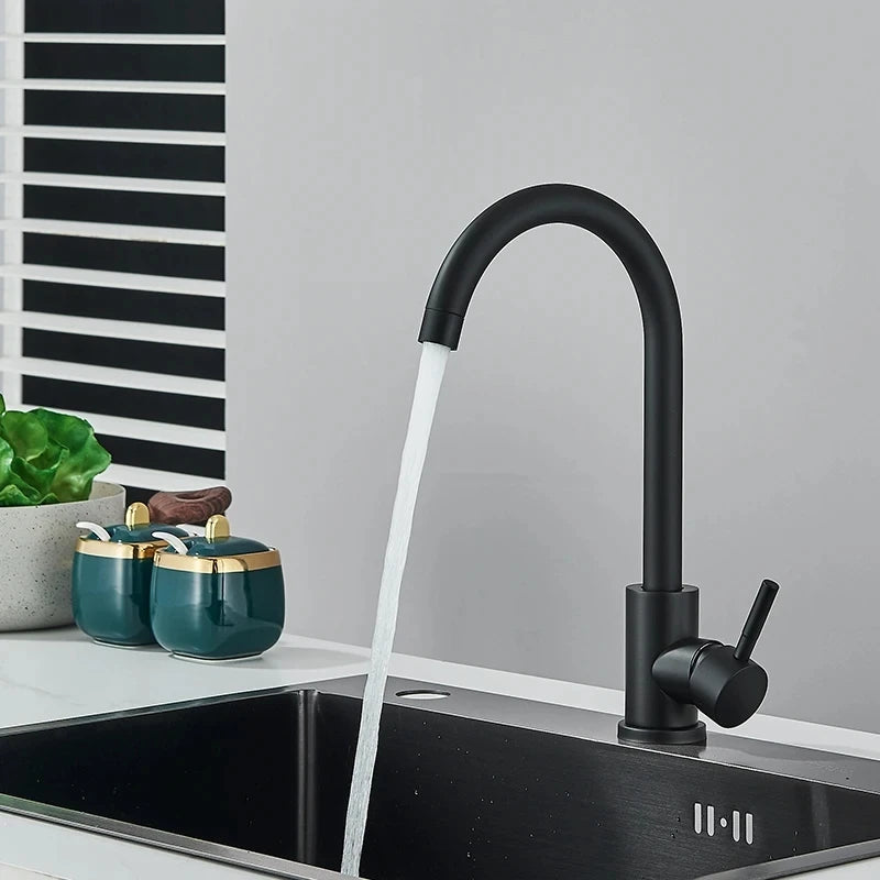 Matte Kitchen Faucet Deck Sinks Faucet High Arch 360 Degree Swivel Cold Hot Mixer Water Tap - Daisan Mart