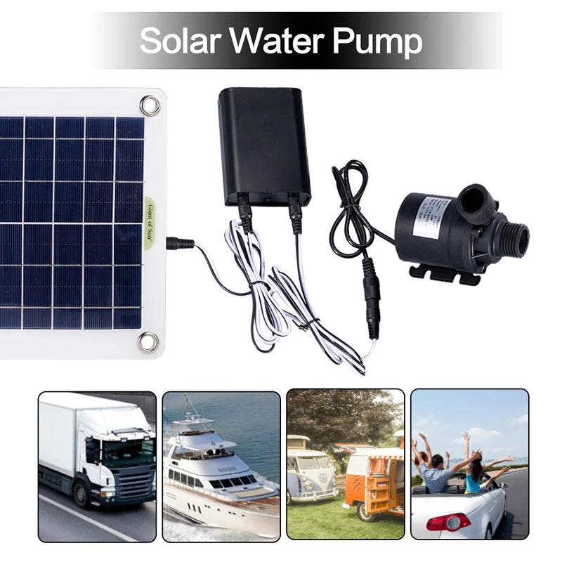 500W 800L/H Solar Panel Power Bank Water Pump Set Ultra-quiet Submersible Water Pump Motory Fish Pond Garden Fountain Decoration - Daisan Mart
