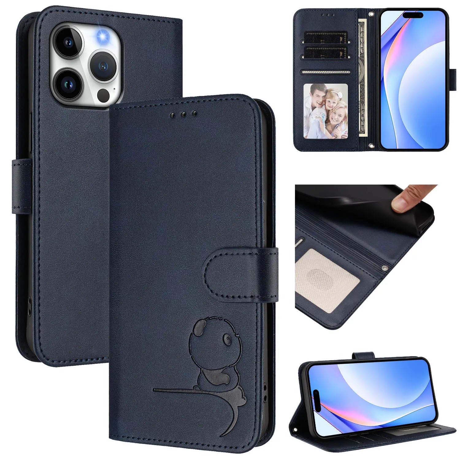 3D Bear Leather Wallet For iPhone - Multi-Functional Case