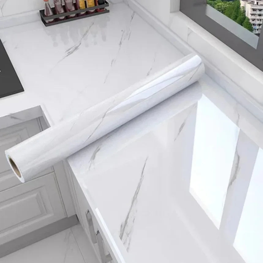 Modern Waterproof Marble Wallpaper Self Adhesive Foil Mold Proof Stickers for Kitchen High Temperature Resistant Wall Decor
