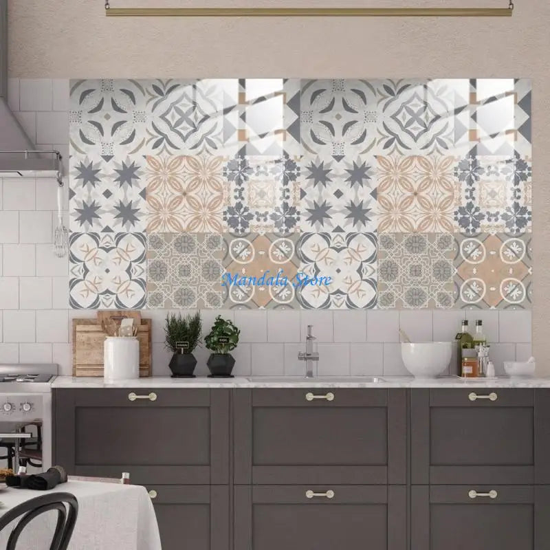 U2JC 10Pcs Moroccans Tile Decal Waterproof SelfAdhesive Sticker for Kitchen Bathroom Wall or Floor Easy Installation and Removal