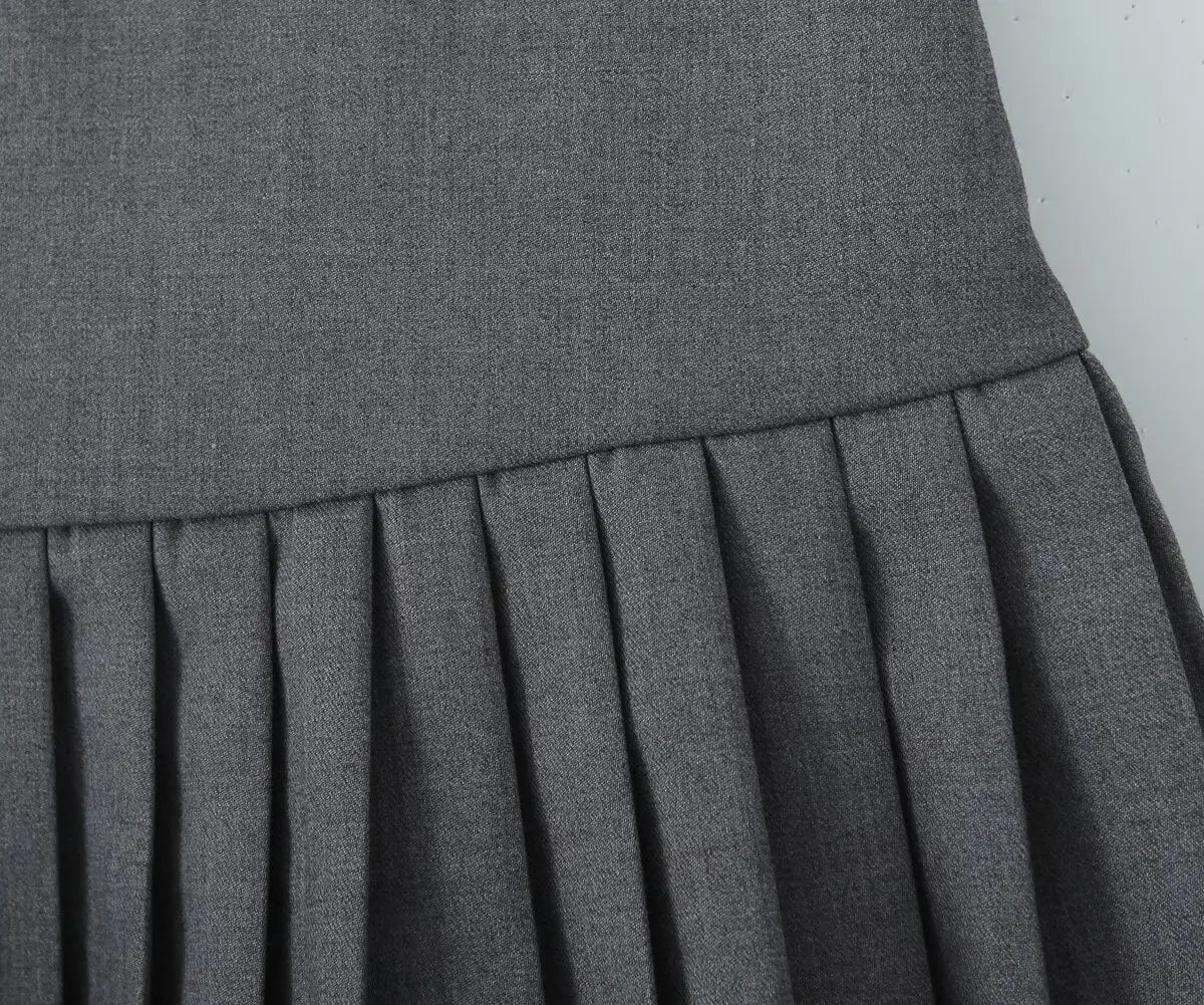 YENKYE Y2K Cool Girl Sexy Low Waist Pleated Mini Skirt Women Side Zipper Black White Gray Summer Skirts - Daisan Mart