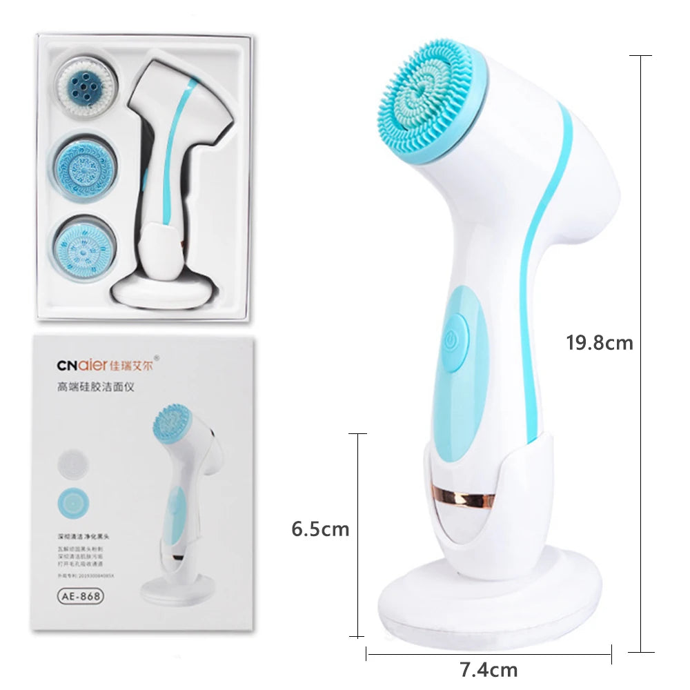 3-Head Ultrasonic Facial Cleanser for Deep Cleansing