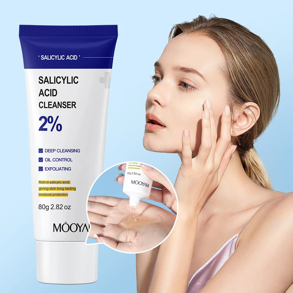 Salicylic Acid Facial Cleanser Acne Treatment Moisturizing Oil Control skincare Face Wash Foam Face Cleanser Skin Care