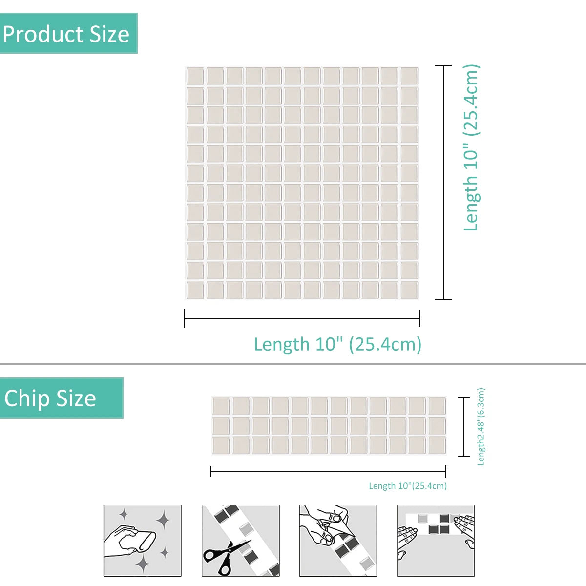 Gạch Dán Tường 3D Xám Nhạt - Vividtiles DIY Nhà Bếp