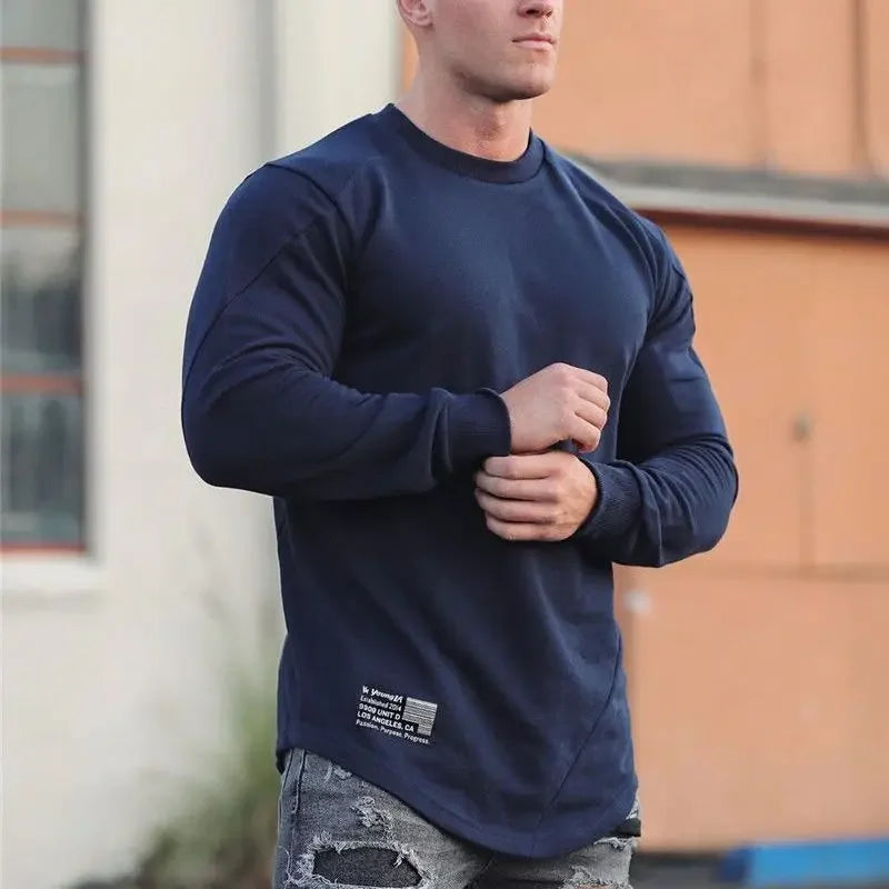 Men's Slim Fit Long Sleeve Gym T-Shirt Fashion 2025