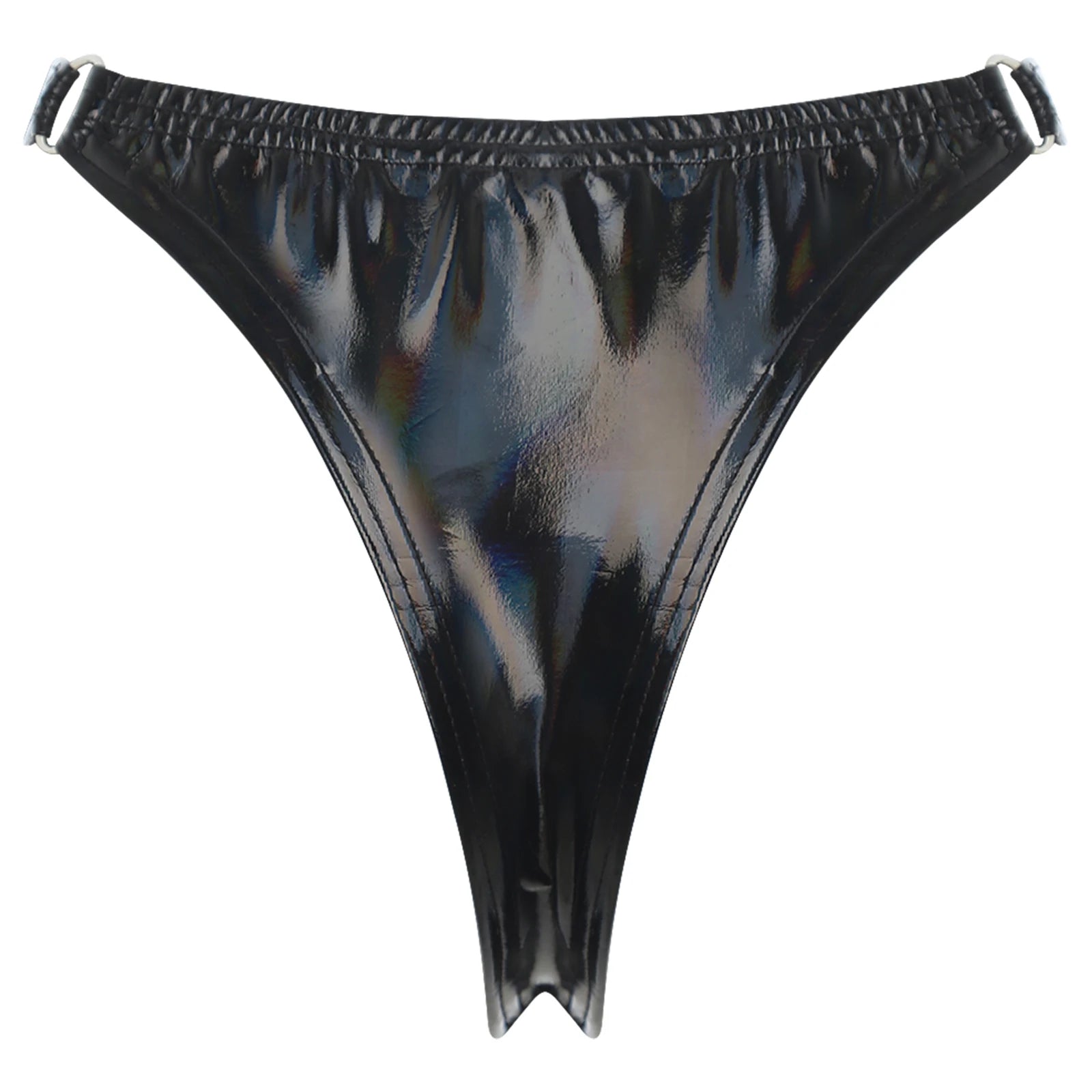 Women's Sexy Party O-Ring Shiny Leather Panties