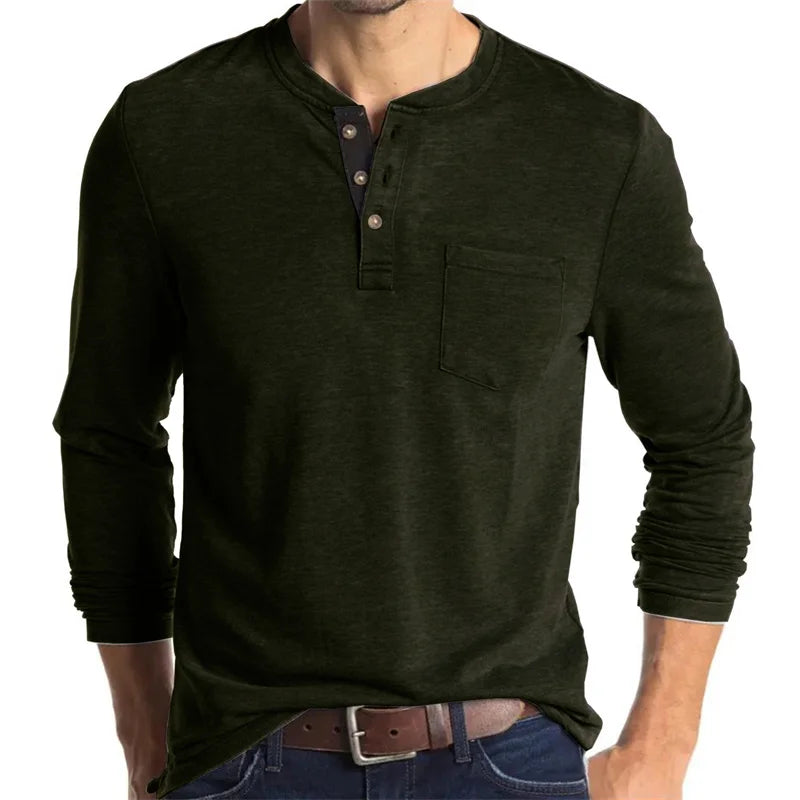 Men's Fashionable Elastic Round Neck Long Sleeve T-Shirt