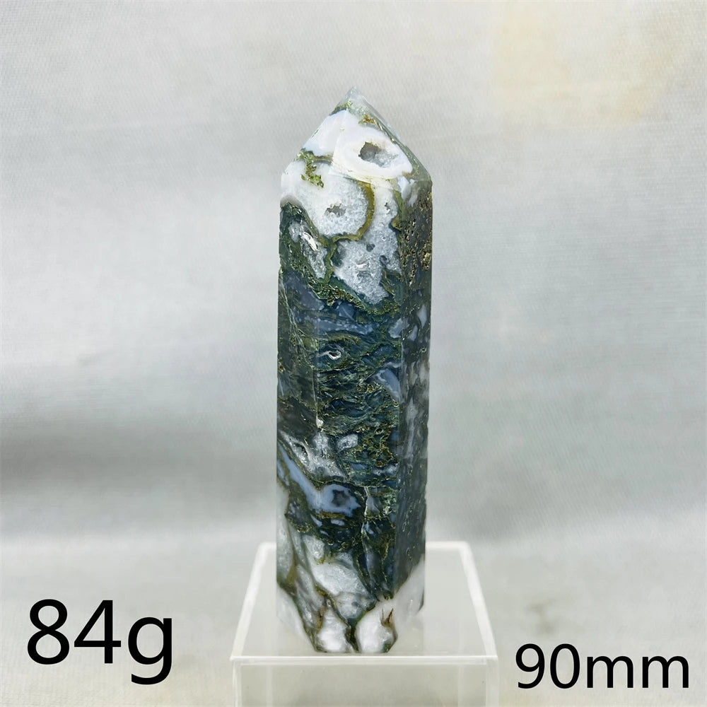 Natural Moss Agate Tower - Super Energy