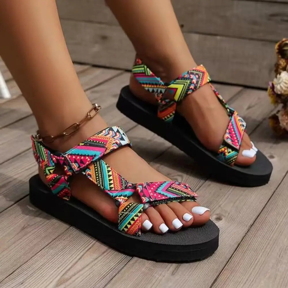 Sandal Nữ Dẹt Cỡ Lớn Đế Bằng Bohemian Chống Trượt