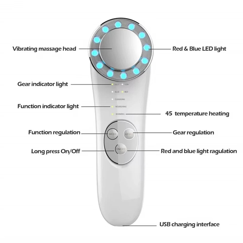 7-in-1 Facial Massager for Cleansing &amp; Lifting High-End