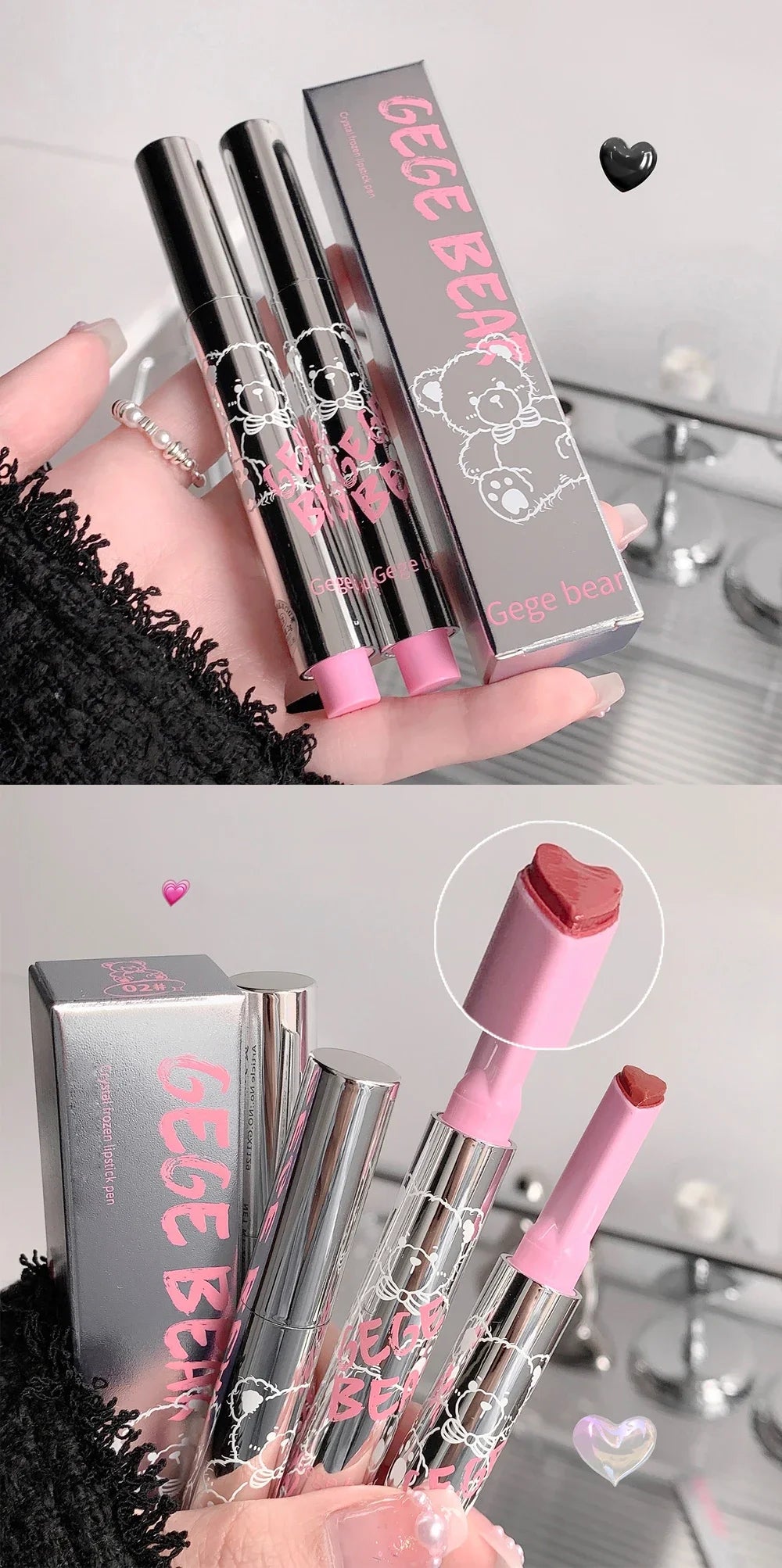 Son Thạch Dưỡng Ẩm Hình Tim Ánh Nước Pha Lê