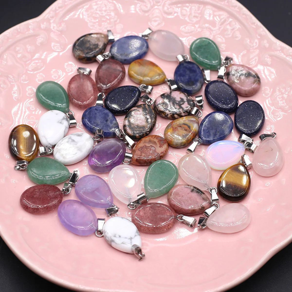 Unique Oval Natural Agate Pendant