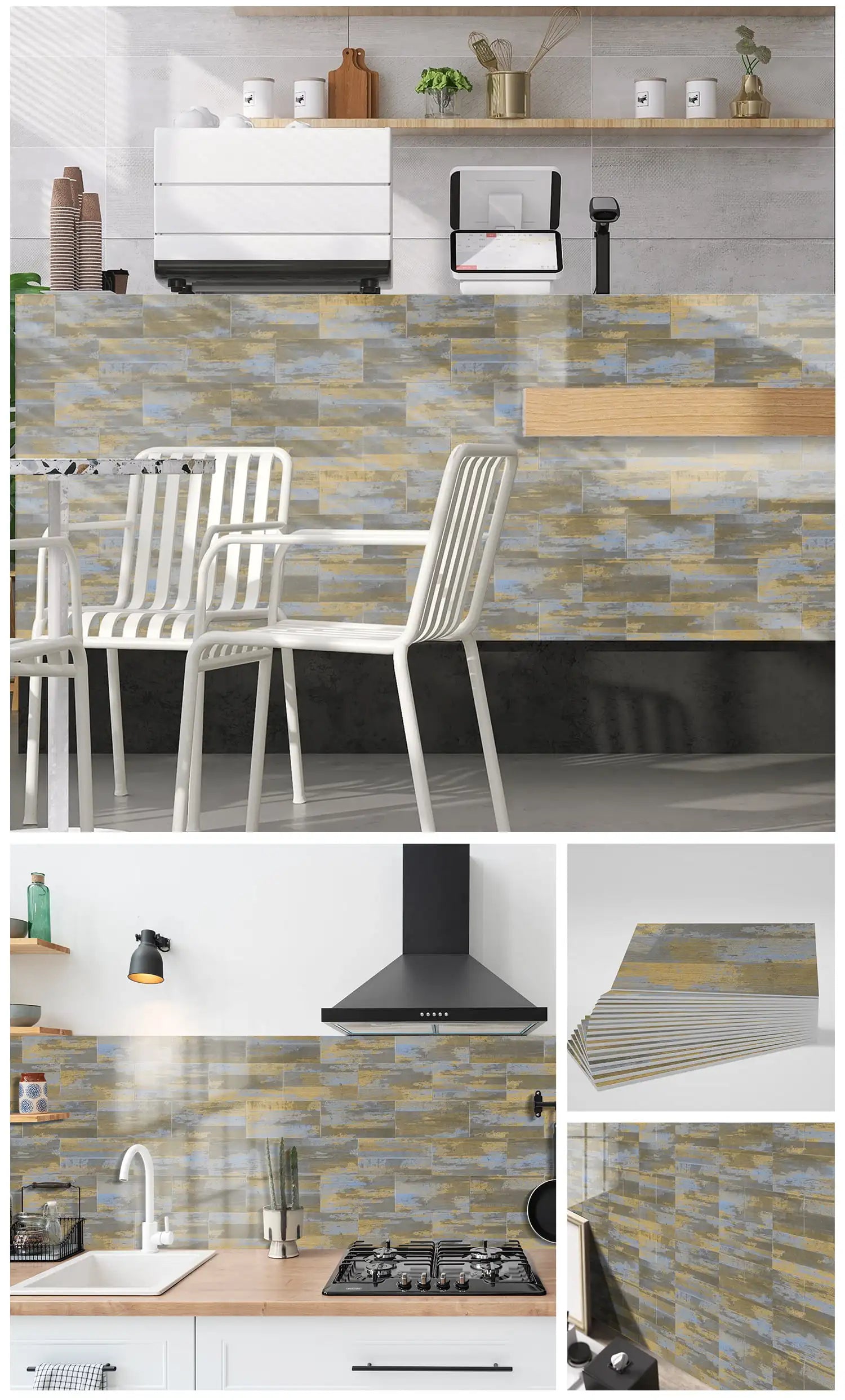 Self Adhesive Foam Ceramic Tile Stickers Bathroom Kitchen Waterproof Anti Fouling Thickened Wall Decoration Marble Decals