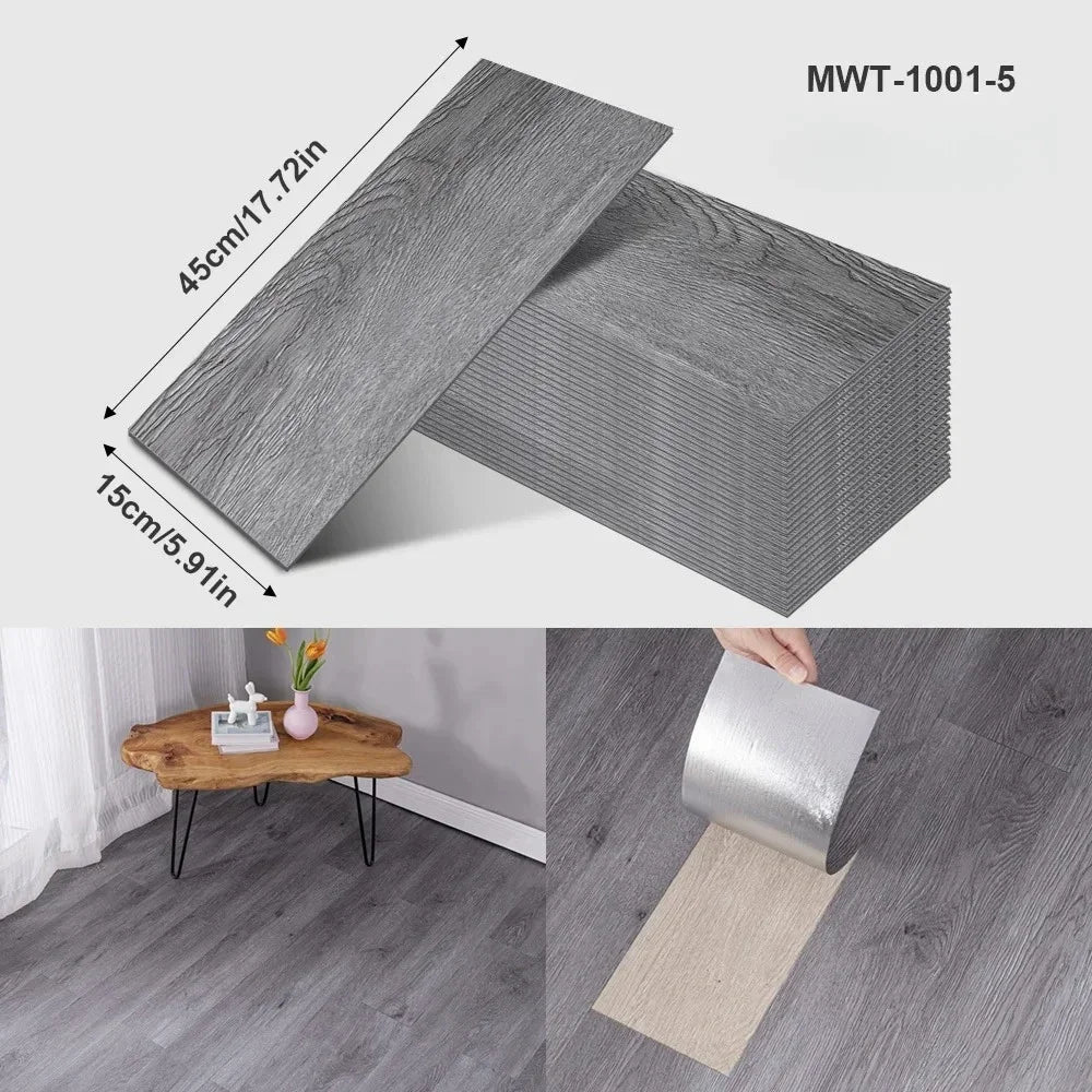 45x15cm Floor Sticker Wall Sticker Modern Self-adhesive Thick PVC Wood Grain Floor Sticker Living Room Bedroom Decoration