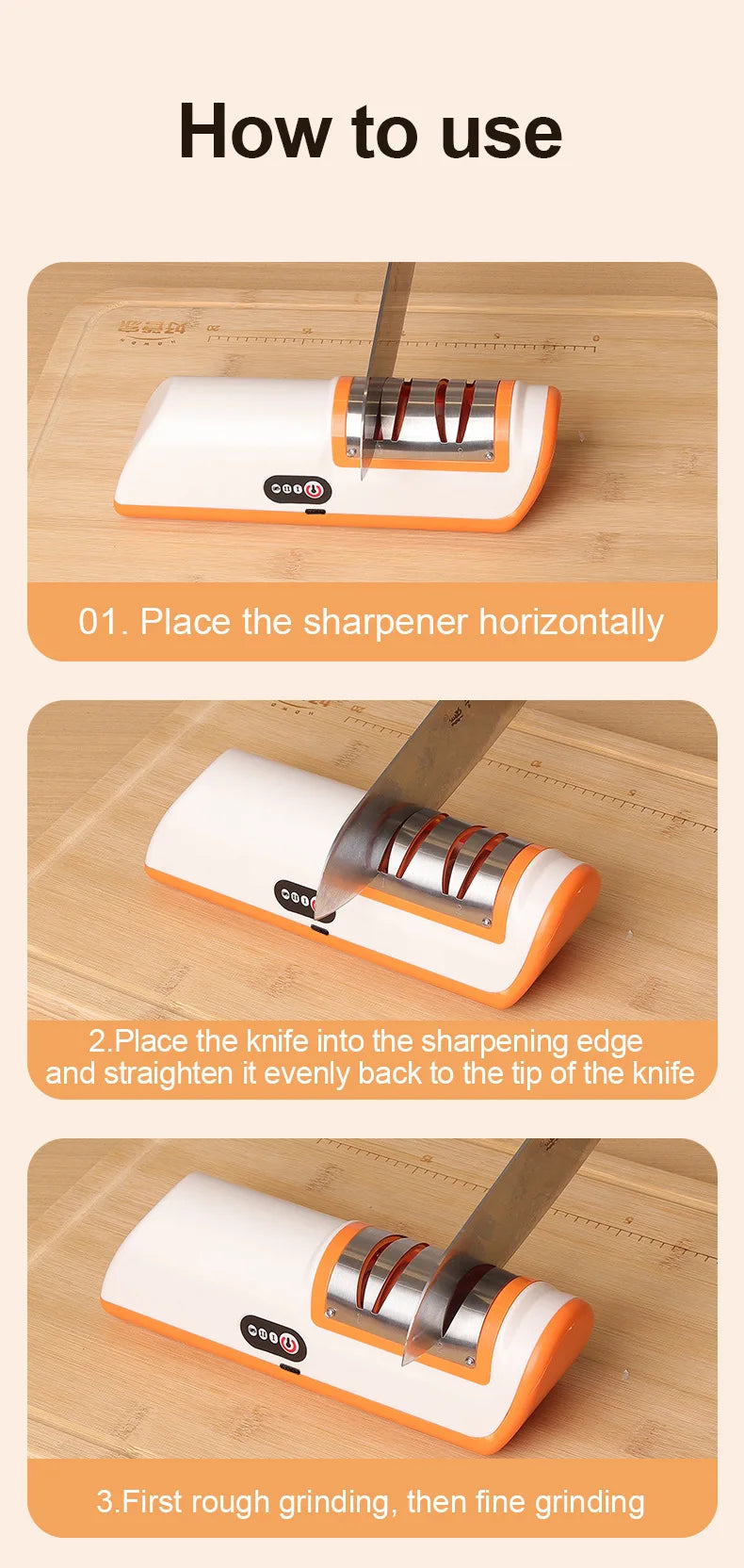 4 speed multi-function electric knife sharpener for kitchen.