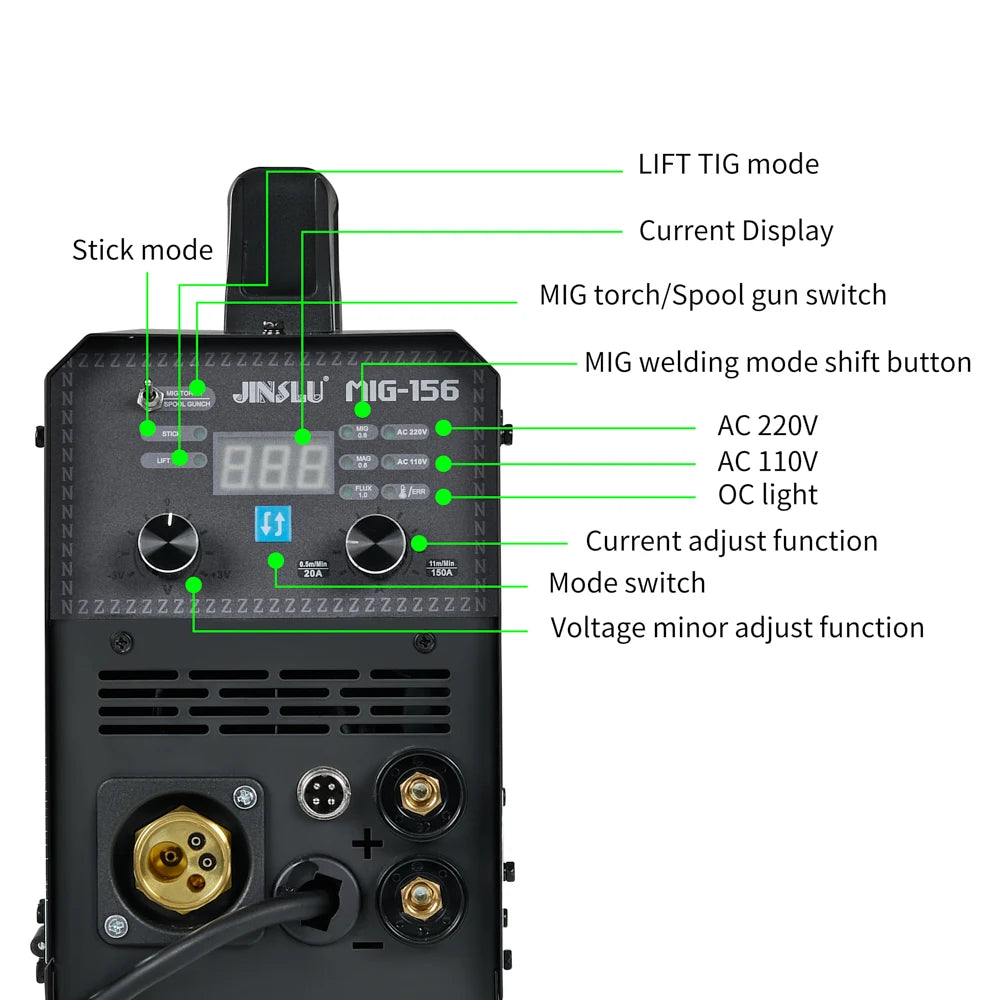 Máy hàn MIG TIG Stick 5in1 đa năng MIG156 110V/220V - Daisan Mart