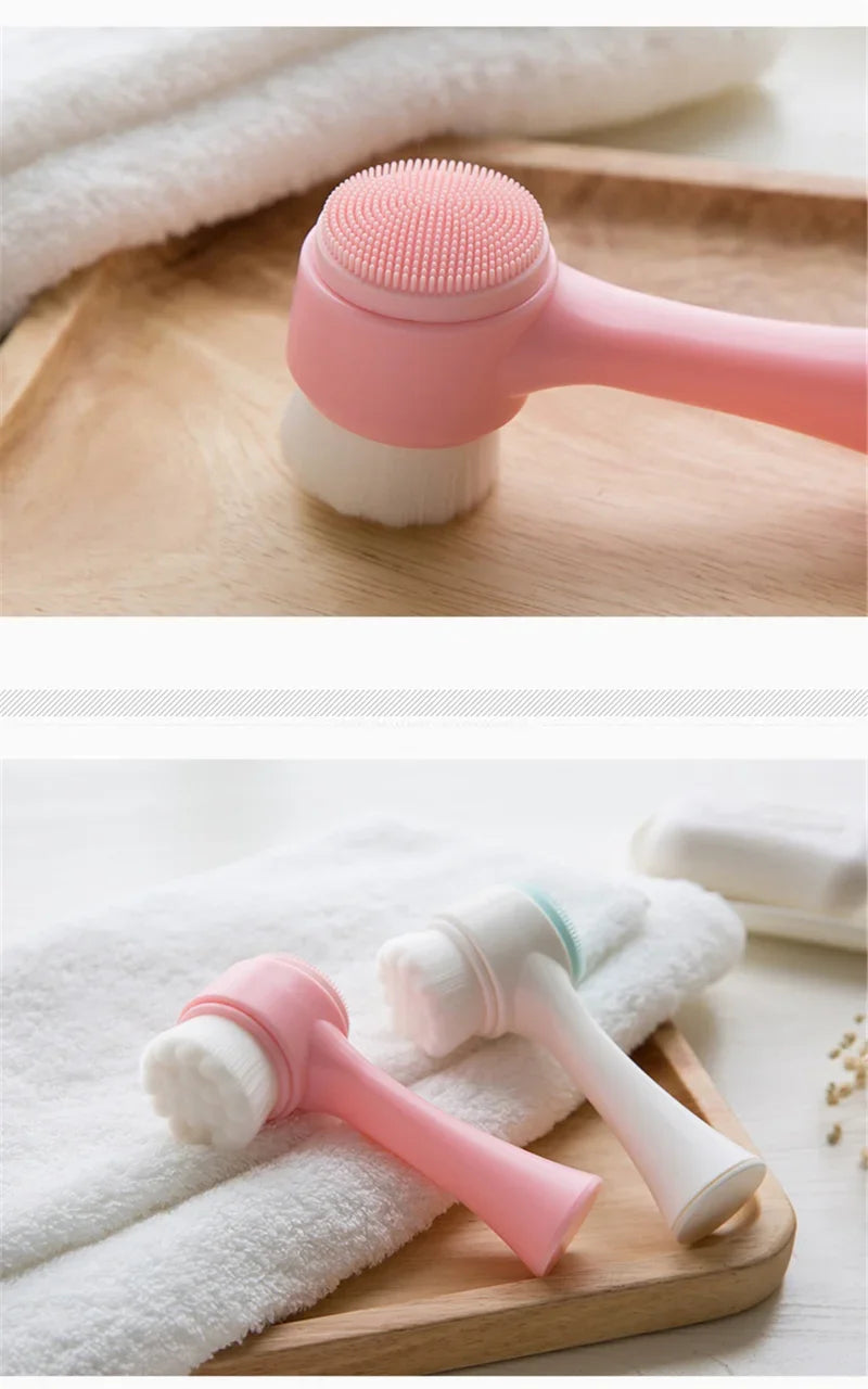 Double-sided soft exfoliating 3D silicone facial brush