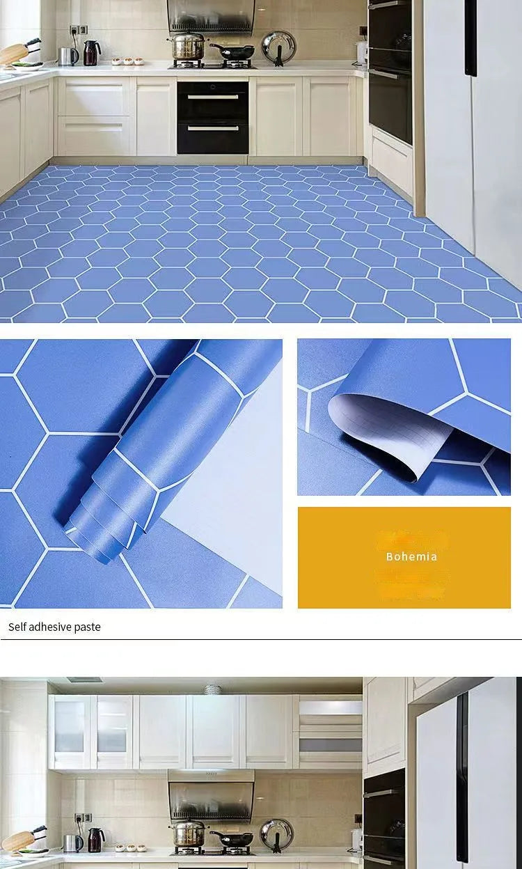 Floor Tiles Stickers Waterproof Self-Adhesive Thicken Wood Grain for Wall Ground Room Wear-resistant Home Decor Kitchen Bathroom