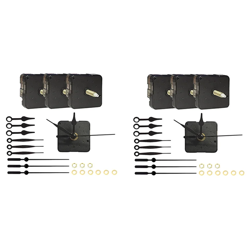 Bộ 6 Máy Đồng Hồ DIY Và Kim, Trục 22mm, Dùng Pin