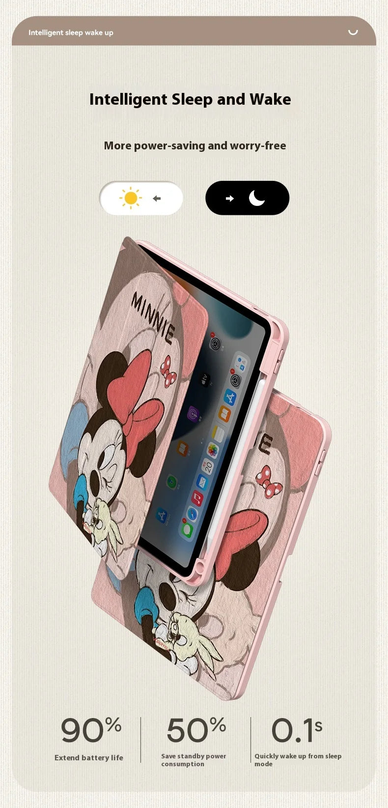 Ốp iPad Mickey Minnie Có Giá Để Bút, Bảo Vệ Toàn Diện - Daisan Mart