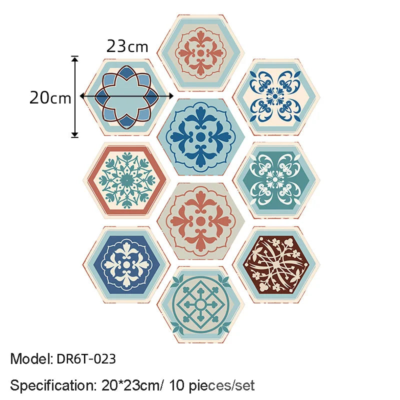 10/20PCS Wall Sticker Hexagon Self Adhesive Waterproof Vinyl PVC Floor Tile Wallpaper Sticker Kitchen Bathroom Home Decoration