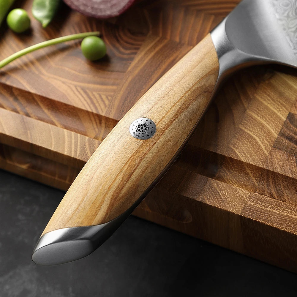 HEZHEN 1PC Or 2PC Knife Set 73 Layer Damascus Steel Powder Steel Core Sharp Kitchen Knives Olive Wood Handle Gift Box
