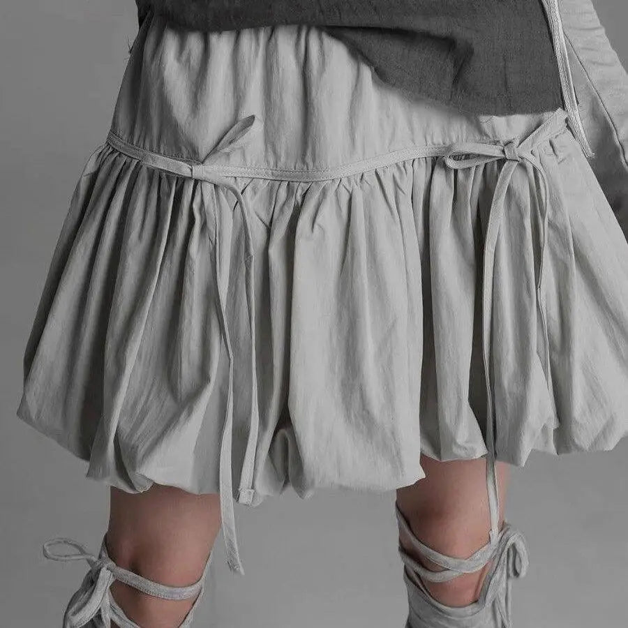 Yedinas Gothic Ball Gown Mini Skirt Women Summer 2024 Bow Korean Fashion Elastic Waist Pleated Short Skirt For Women Y2k Chic - Daisan Mart