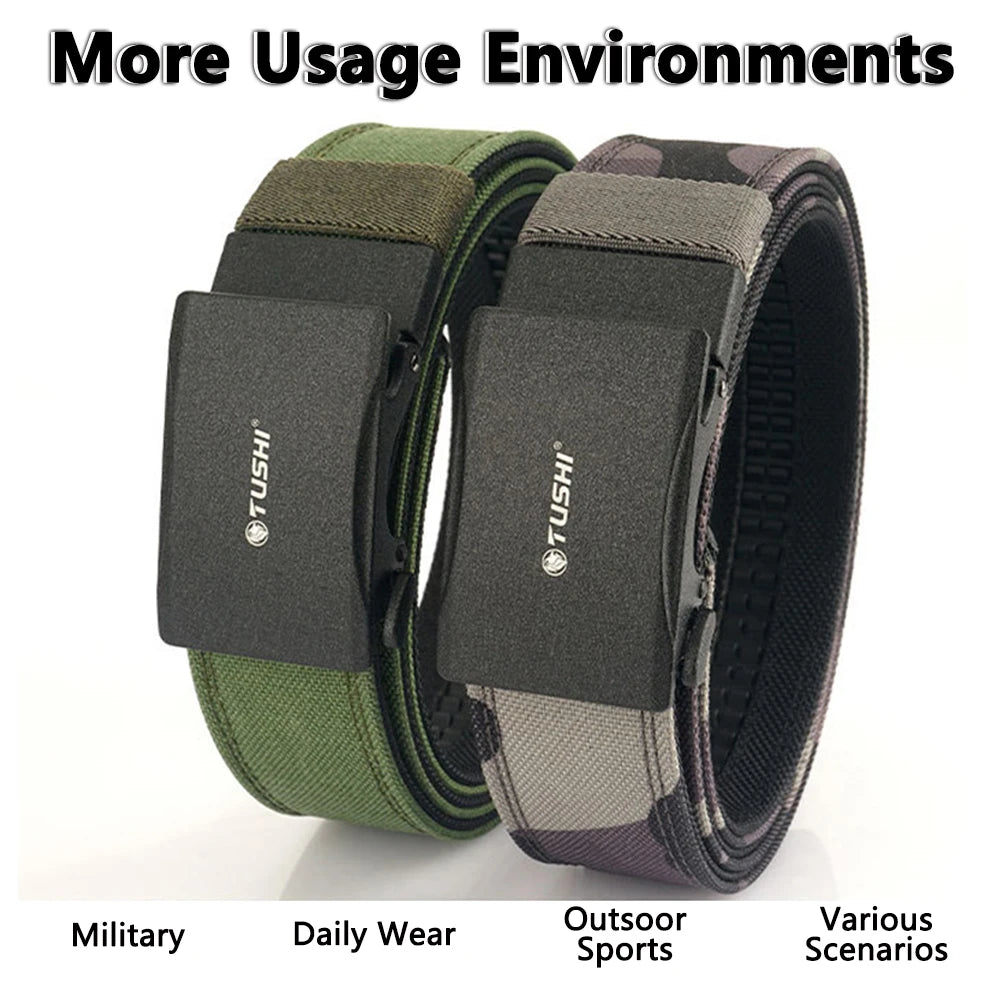 TUSHI 3.8cm men's belt, thick nylon fabric, multi-purpose, automatic