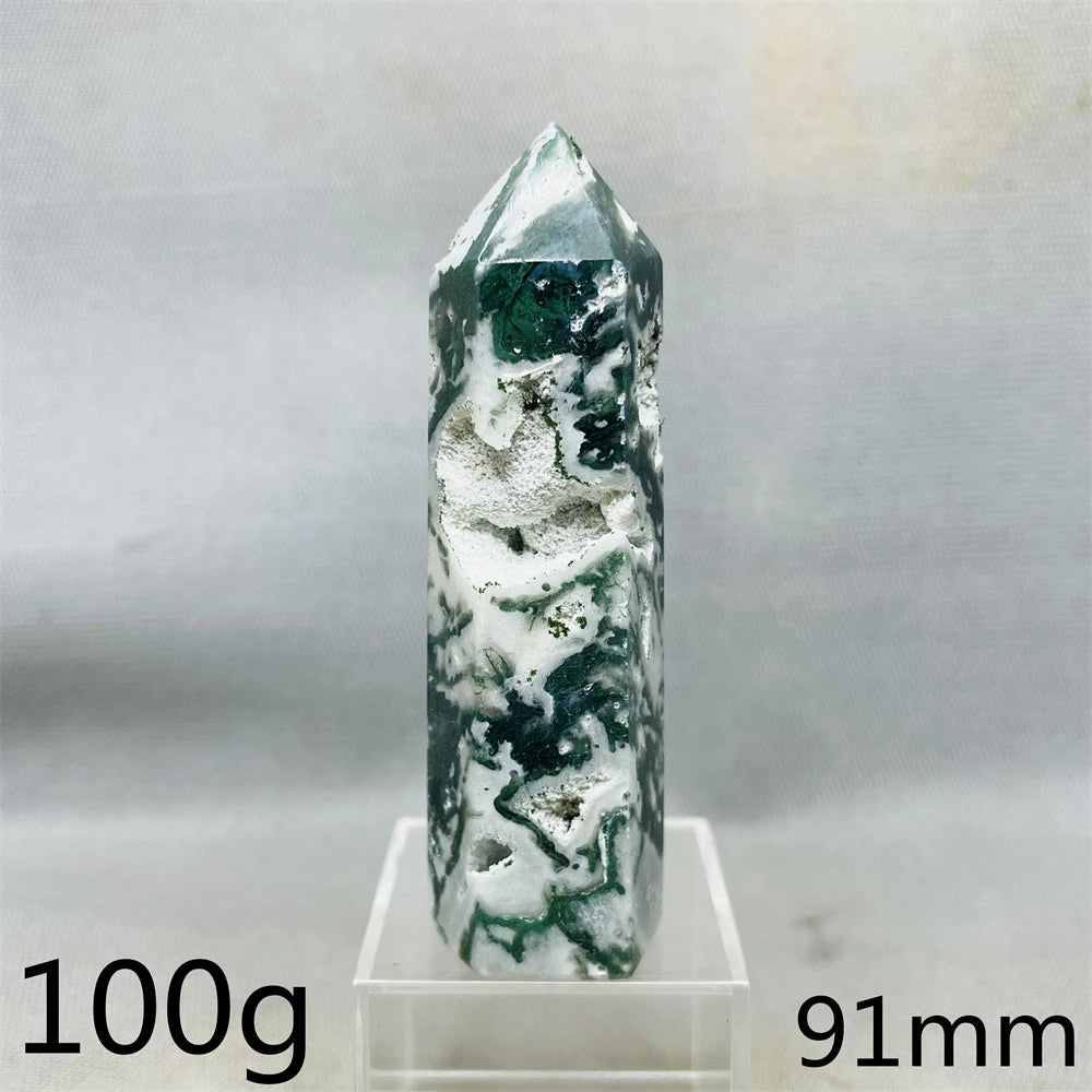Natural Moss Agate Tower - Super Energy