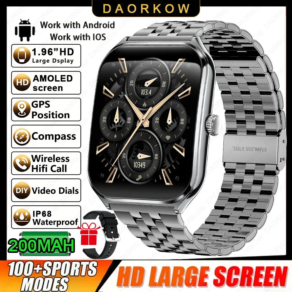 Đồng hồ thông minh mỏng nhẹ 1.96'' hỗ trợ 100+ môn thể thao