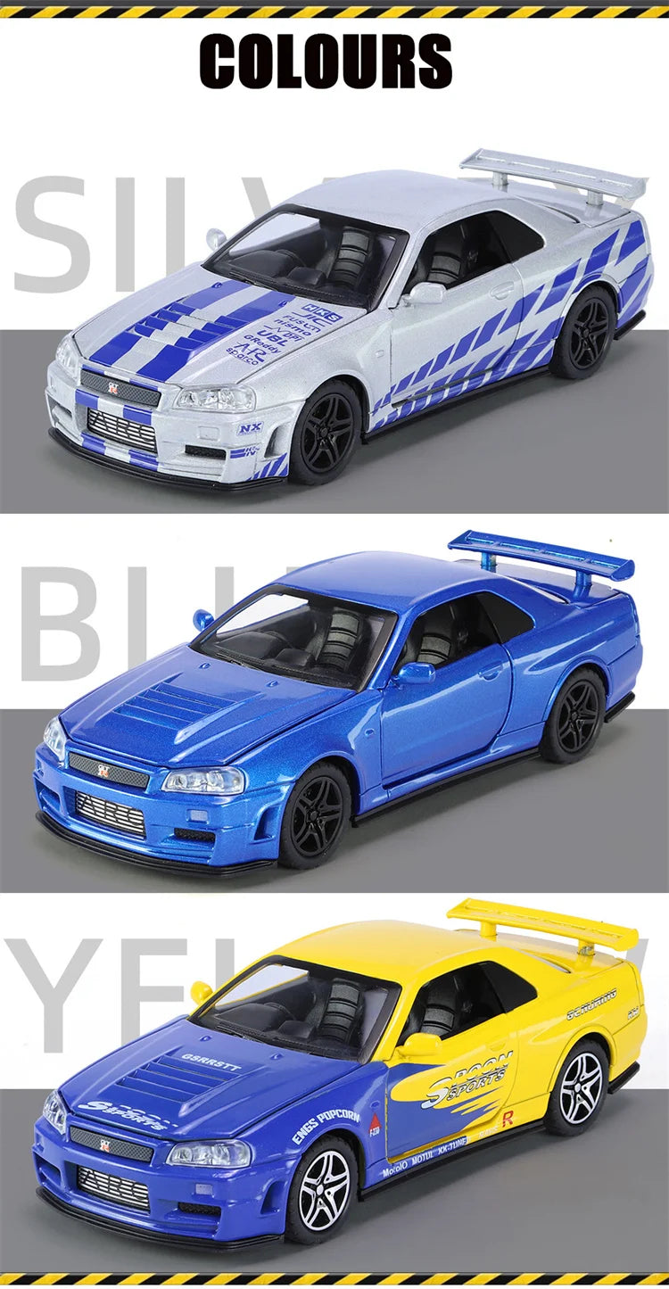 Mô Hình Xe Đua Hợp Kim 1:32 GTR R34 Cho Bé Trai - Daisan Mart
